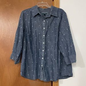 Karen Scott Denim 3/4 Blouse